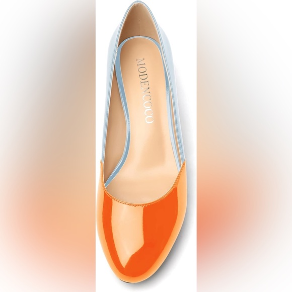 New MODENCOCO Women's Block Round Toe Slip On Patent Chunky Low Heel Pumps sz 7 - Picture 7 of 16